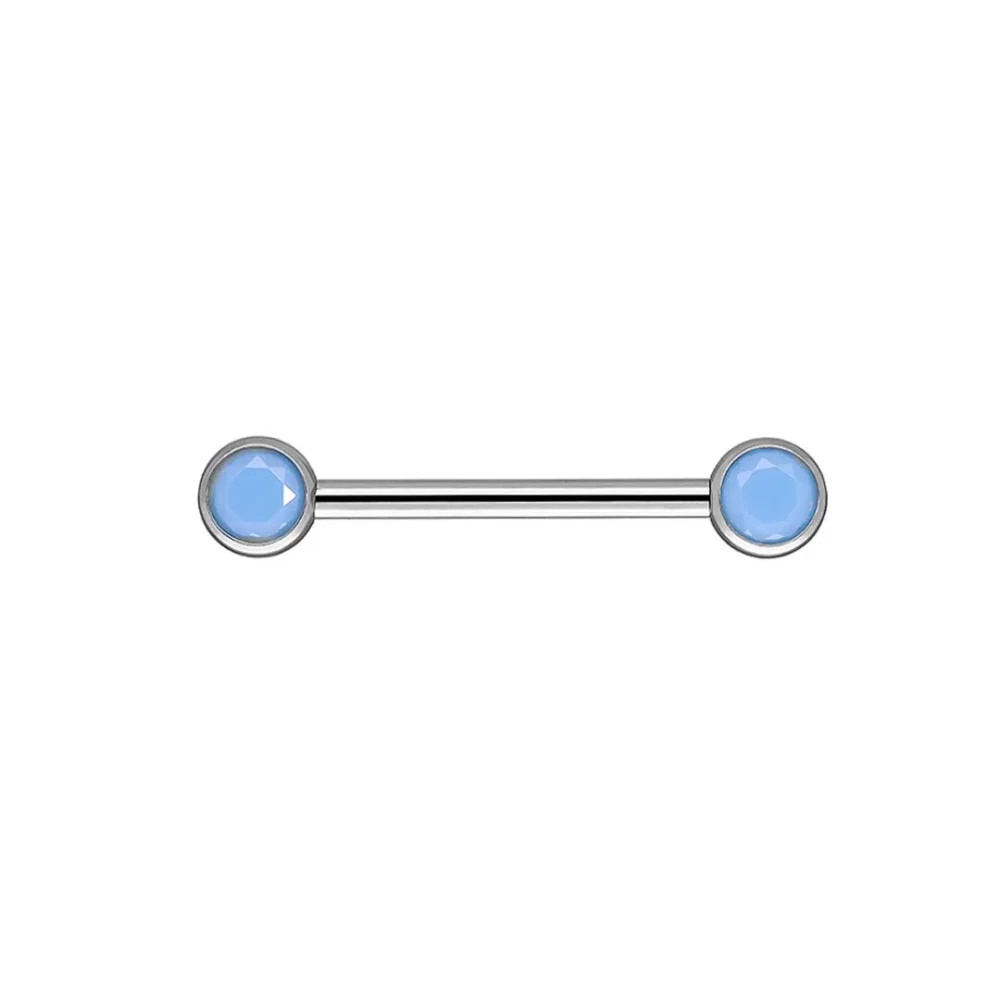 Threadless Barbell with Sky Blue Opal